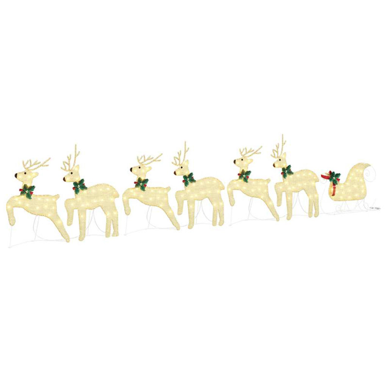 vidaXL LED Reindeers Fabric, Gold