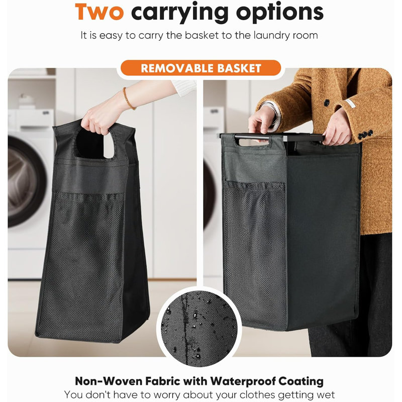 99L Laundry Hamper with 2 Pull-Out Sorter Bags & Wheels