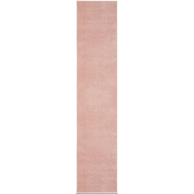 Mullican Sandy Solid Pink Easy Care Indoor/Outdoor Area Rug, Runner 2'2" x 16'