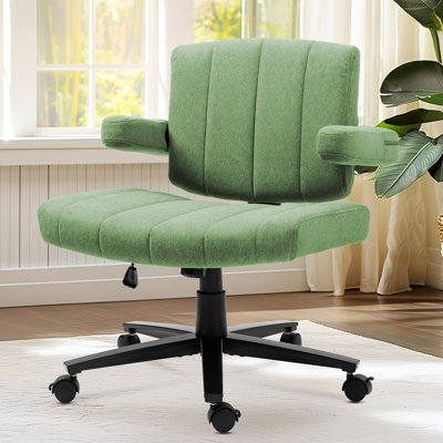 Chaise de bureau à domicile, chaise de bureau pivotante en tissu Criss Cross avec roulette, chaise d'ordinateur à hauteur réglable pour le travail d'étude (vert)