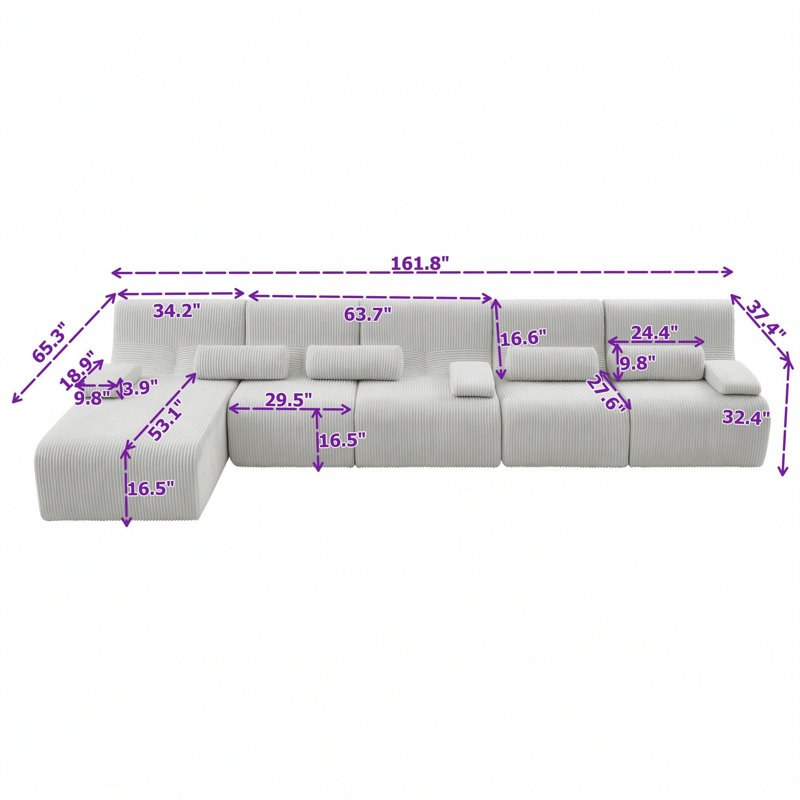 Canapé modulaire avec coussin, Beige