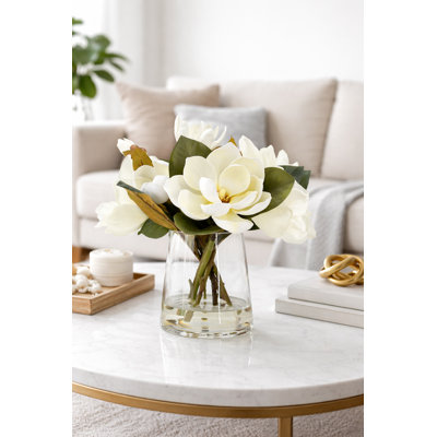 Luxurious White Magnolia Arrangement Real Touch/silk Artificial Faux Centerpiece