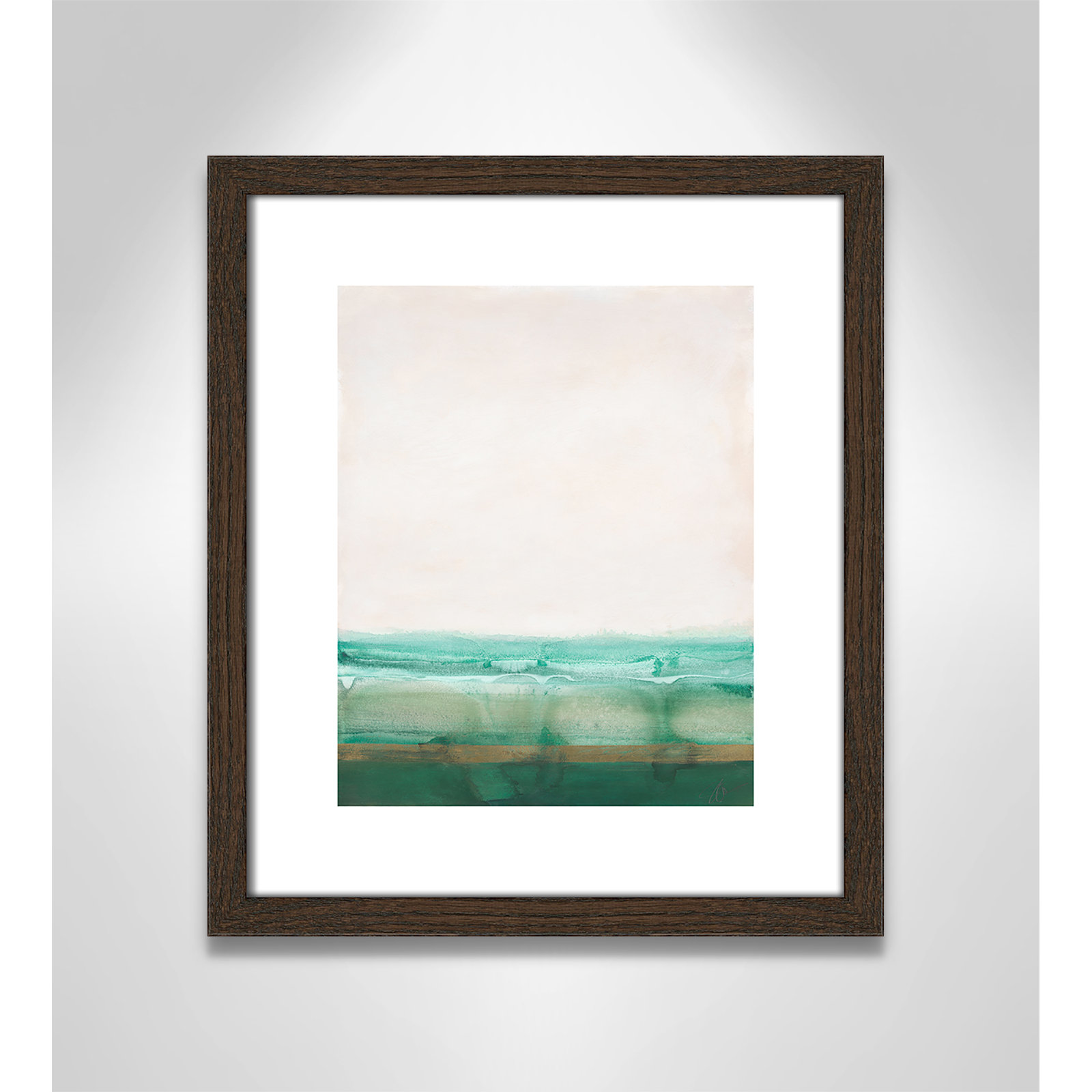 Franke "Emerald Shores" Print by Filippo Ioco, 15" H x 13" W x 0.75" D, Walnut Wood Framed Paper