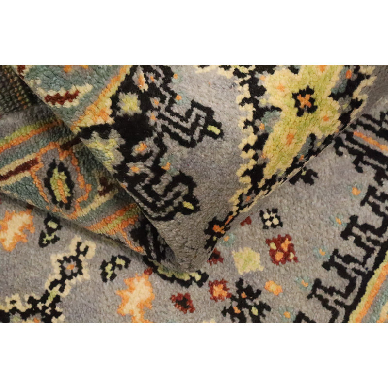 Gray Wool Viss Handmade Runner Rug 3x8