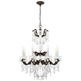 La Scala 8 Light 25in x 34in Chandelier in Florentine Bronze with Clear Radiance Crystals