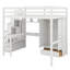 Lit mezzanine double avec bureau et escalier, lit mezzanine en bois avec station de charge, bibliothèque, armoire et tiroirs-814349802