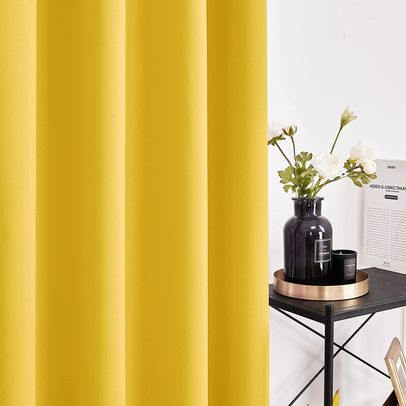 Harue Curtain Pair, 52" W x 45" L, Mellow Yellow