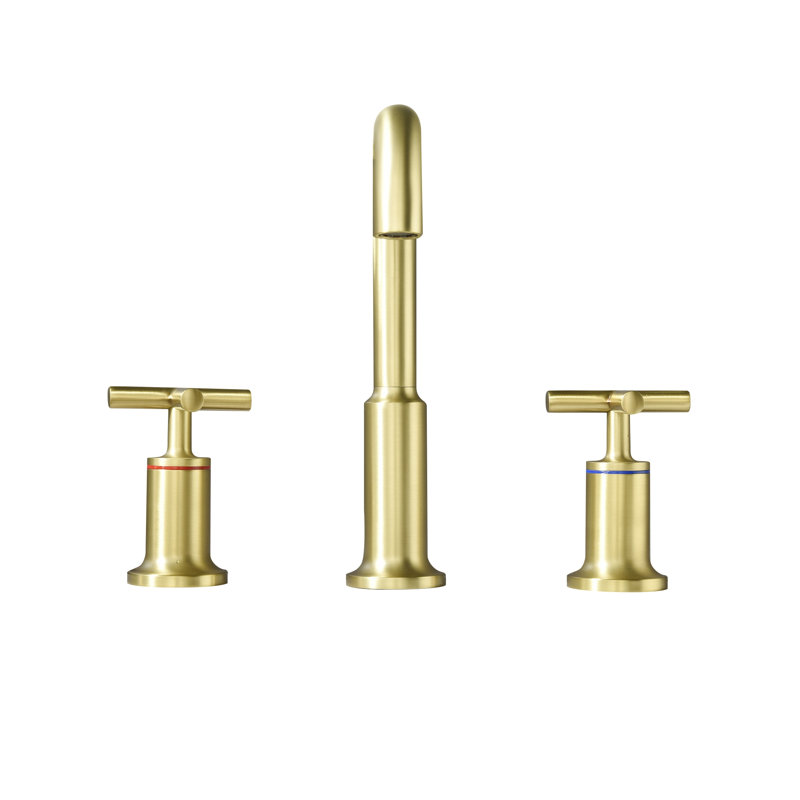 Topcraft Widespread Dual Handle Bathroom Faucet, Brushed Gold