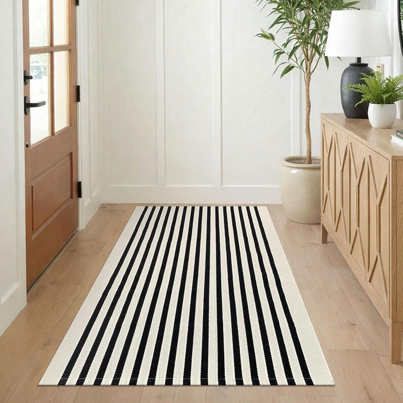Paillassons beige à rayures 3X5 pour l'intérieur et l'extérieur