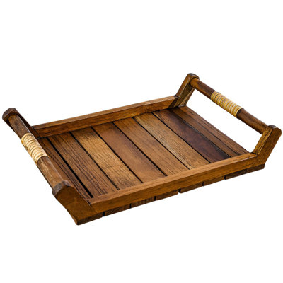 Wooden Rectangular Tea Tray For Home Use, Tea Cup Holder, Tea Stove, And Boiling Tray -14.96X10.23X2.75 Inches
