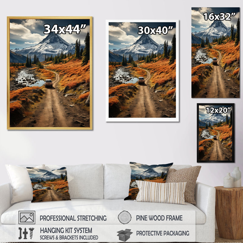 The Road To The Mountains - Décoration murale route, Cadre photo noir, H 20 po x l 12 po x P 1 po