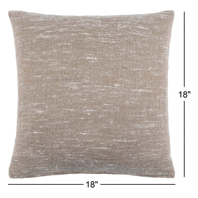 Coussin carré en mélange de lin / polyester / mélange de polyester Kevin, H 18 po x l 18 po, Pas de remplissage