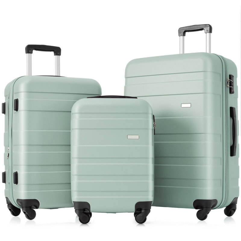 Ensembles de bagages Nouveau modèle ABS Hardshell 3 pièces Ensemble de valises rigides et durables Valise à roulettes avec serrure TSA 20 po 24 po 28 po (vert)