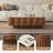 35.43" Modern Square Coffee Table With Sintered Stone Top And Double Drawers, Walnut Finish