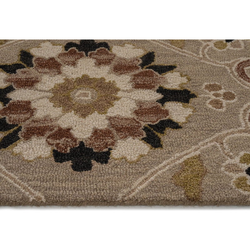 Rectangle Urda-Keshan Wool Area Rug with Non-Slip Backing, Rectangle 8' x 10'