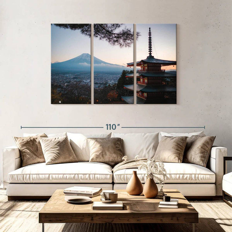 Pagode Adella surplombant le mont Fuji, H 48 po x l 74 po