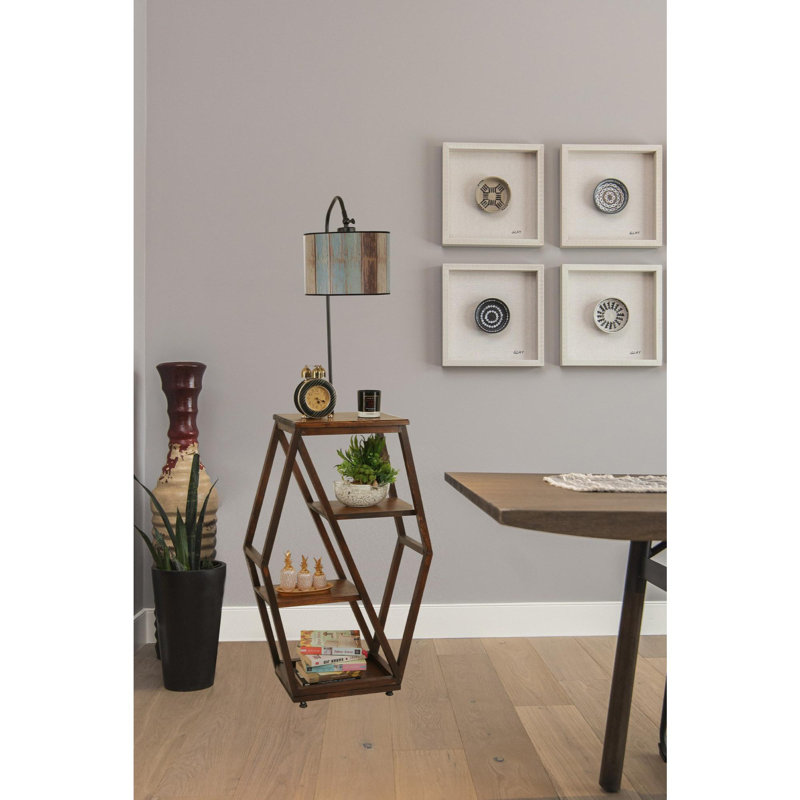 Luro Elegant Floor Lamp with Metal Body and Fir Wood Bookstand, 65.0 in Total Height x 9.8 in Base | Walnut Finish, E27 Socket Max 60W, Stylish Lighting for Living Room, Bedroom & Office, Durable Electrostatic Paint