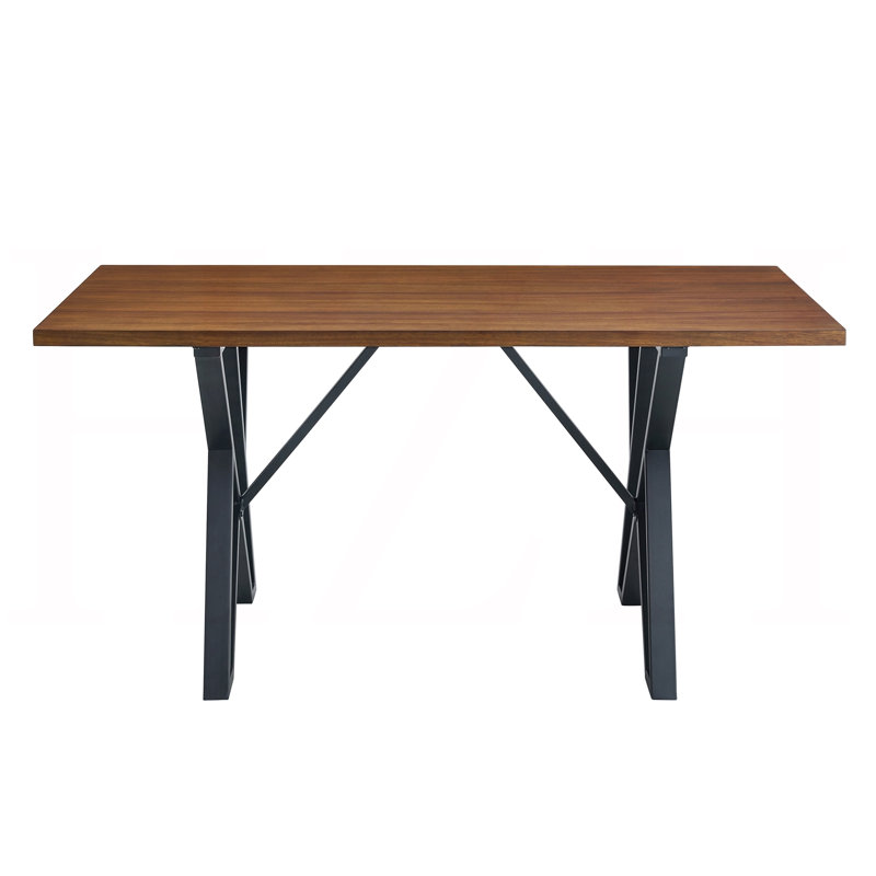 Table de salle à manger d'intérieur avec pieds en métal, noyer