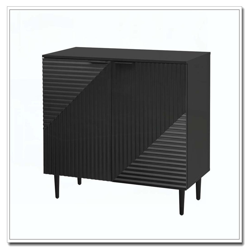Ensemble de 2 armoires latérales minimalistes modernes Mirod, solution de rangement polyvalente, tablettes réglables, Noir