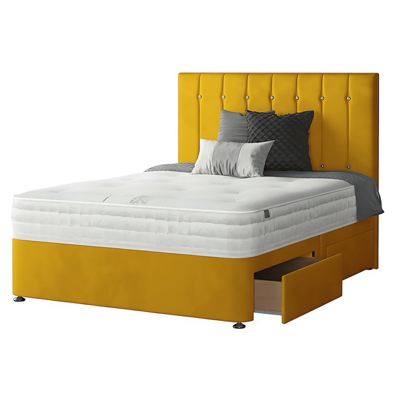 New Fairfield Divan Bed Base, Turmeric, Super King (6'), 2 Foot-end Drawers