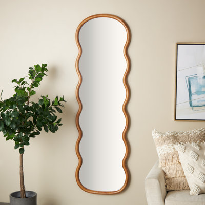 Lewisetta Cole And Grey Wood Wavy Room Brown Wall Mirror