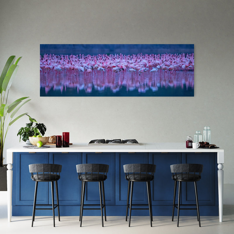 Flamant rose, reflets éthérés, sérénité, oiseau tranquille, flamant, faune, art mural, H 20 po x l 60 po