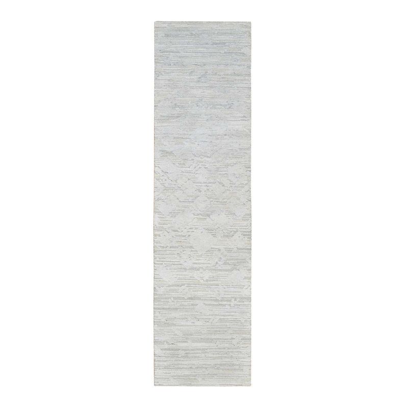 Tapis de couloir oriental gris en laine naturelle nouée à la main 2 pi 6 po x 9 po 9 po 9F23AF8803564BDBB0C590CD5323FF97