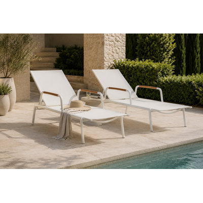 Ensemble de 2 chaises longues Stokes, blanc