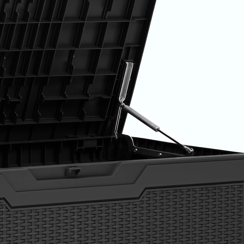 80 Gallon Outdoor Storage Cabinet with Rattan Pattern Lockable & Weather Resistant, Black