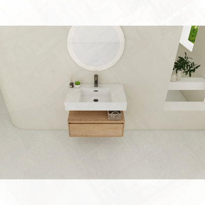 Meuble-lavabo mural avec lavabo en résine