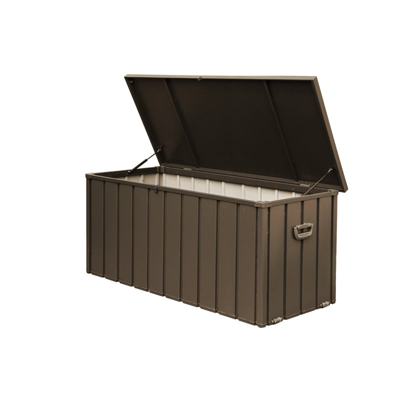 Boîte de rangement verrouillable 100 gallons - imperméable, brun foncé pour coussins de patio et outils de jardin