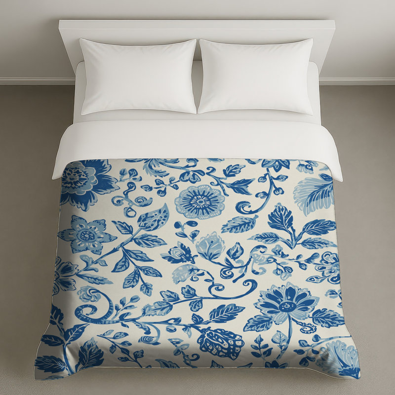 Housses de couette botaniques bleues, Lit simple