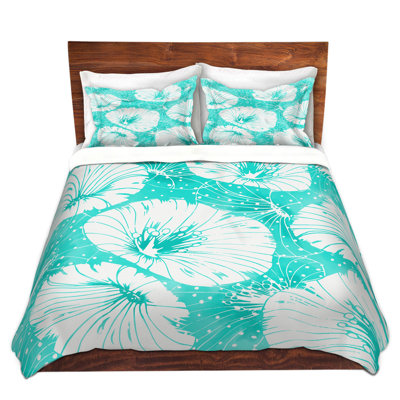 Ensemble de housse de couette turquoise fleurs