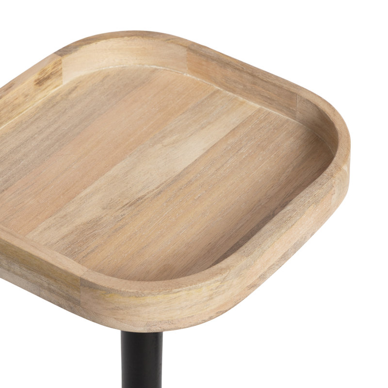 Table à boissons carrée Woodrow, Plateau brun clair / base en bois naturel