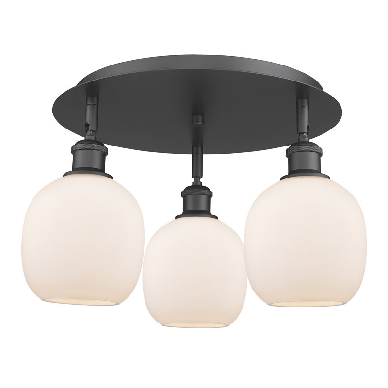 Plafonnier semi-encastré en verre Alve, Blanc mat, Noir mat