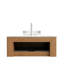 Meuble-lavabo moderne avec lavabo rond en verre transparent de 36 po, dessus en pierre frittée à motif, armoire en bois naturel à rayures 3D, grand rangement, tiroir à fermeture en douceur, meuble-lavabo pré-assemblé, comptoir,