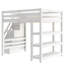 Lit mezzanine double avec escalier de rangement, garde-robe, tablettes et lumière DEL blanche intégrée, blanc