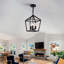Plafonnier industriel noir à 3 lumières de style campagnard avec cage ouverte rustique et hauteur de suspension réglable, base E12 pour îlot de cuisine-177005987