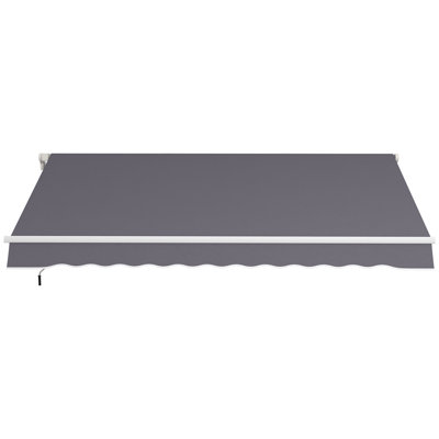 Outsunny 2'' Polyester Beige Cover Retractable Patio Awning