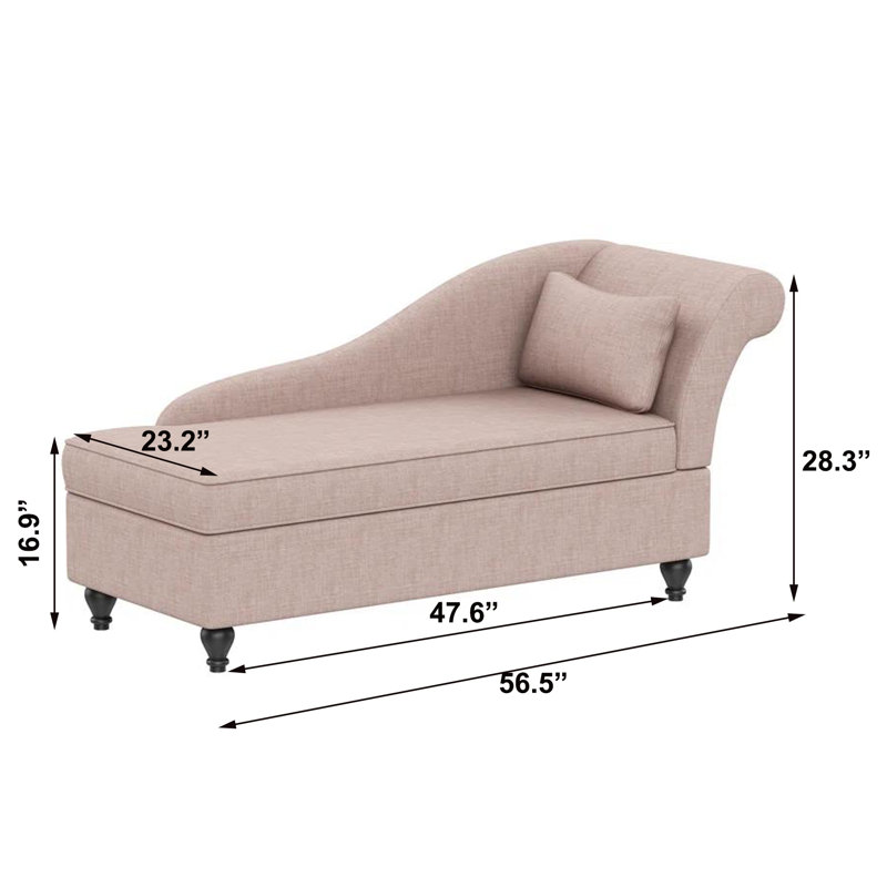 Minerva Upholstered Chaise Lounge, Brown Linen Blend