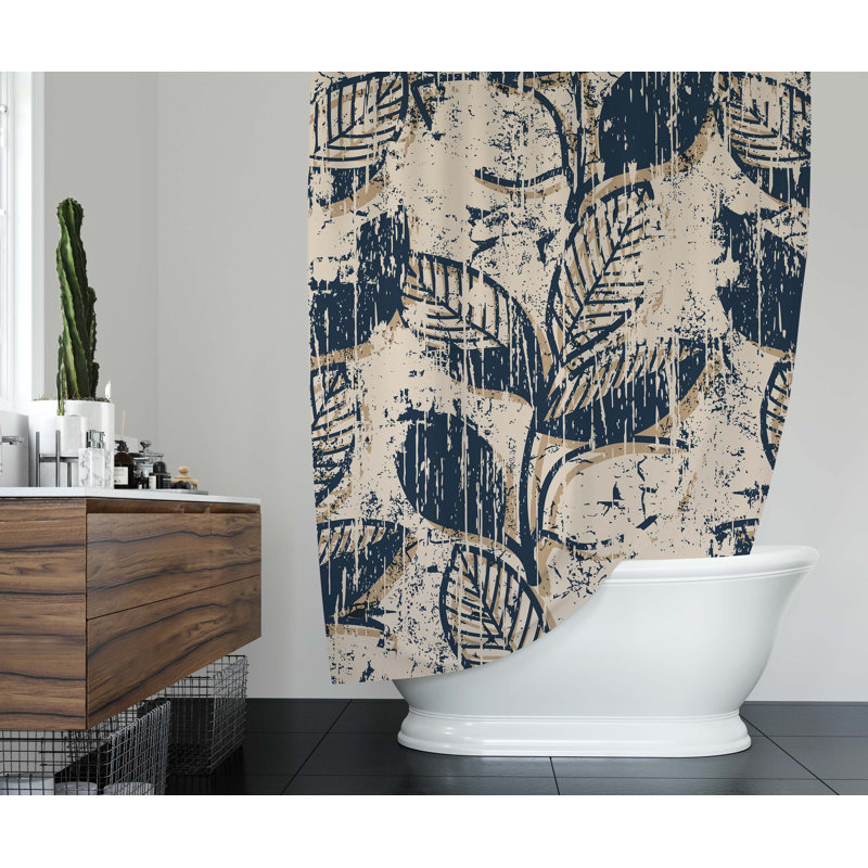 Rideau de douche simple à motif floral Betsaida, H 70 po x l 71 po