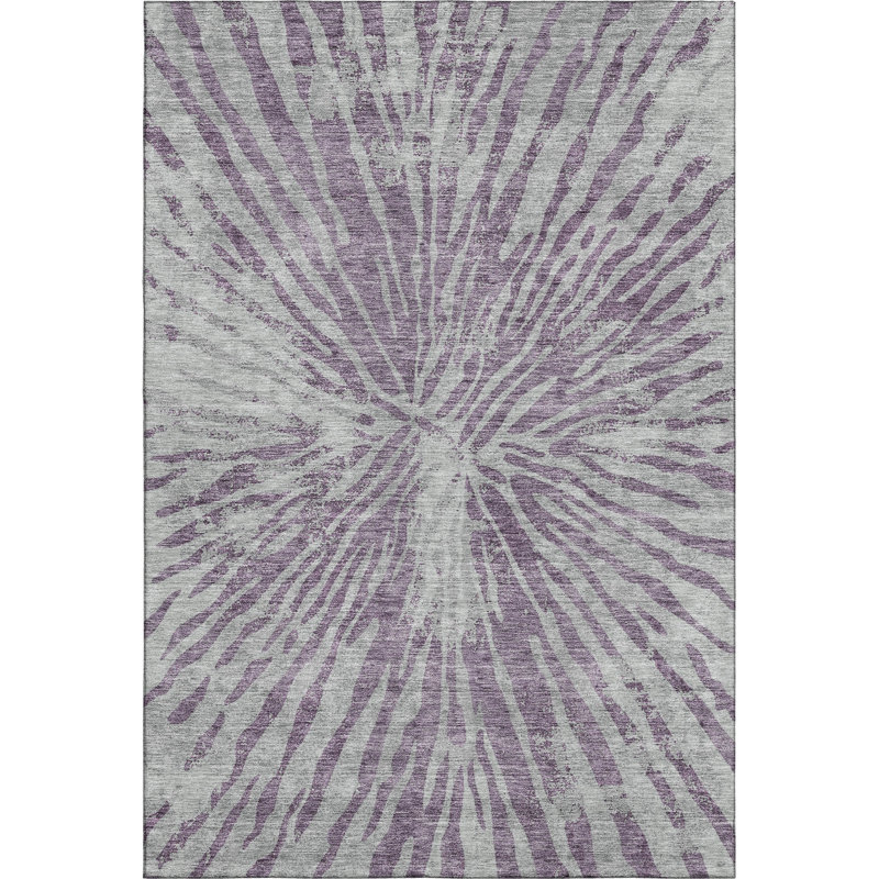 Premium Machine Washable Prisco Purple Rug, Rectangle 3' x 5'