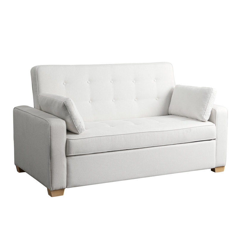 Serta Monroe 72.6" Queen Square Arm Tufted Back Convertible Sleeper Sofa with Cushions, Oyster