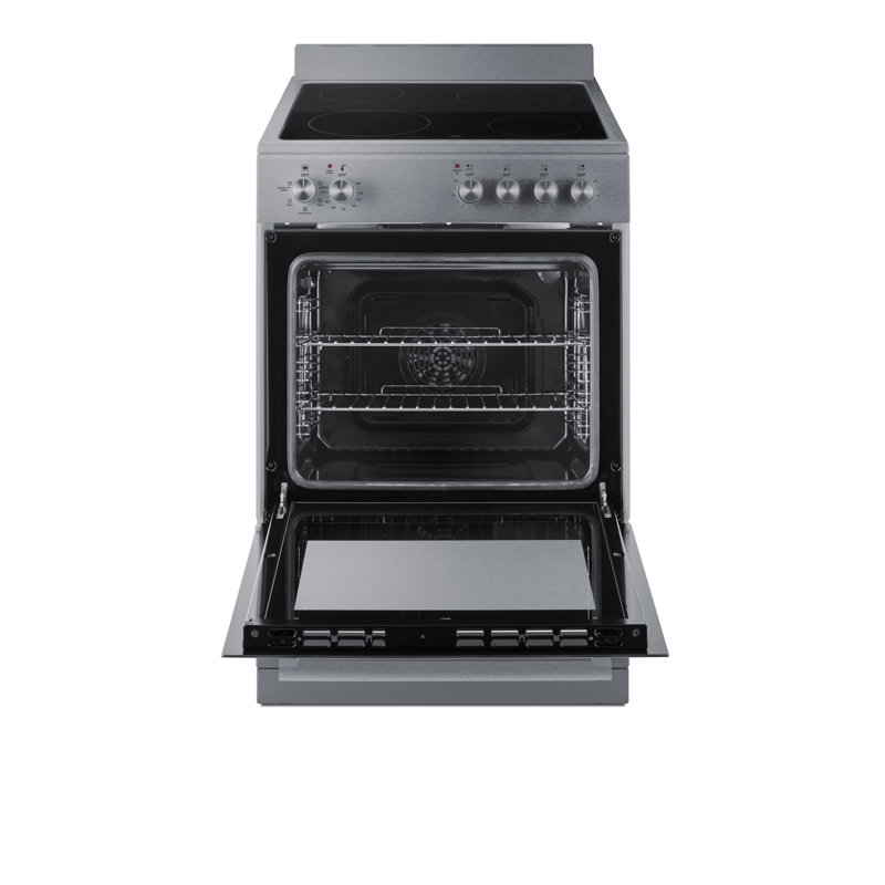 Summit Appliance 24" W Electric Smooth-Top Range, Black/Stainless Steel