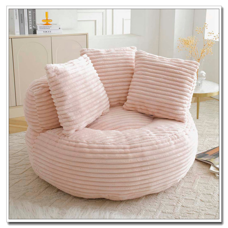 Grande chaise en velours côtelé avec bourre, Pink