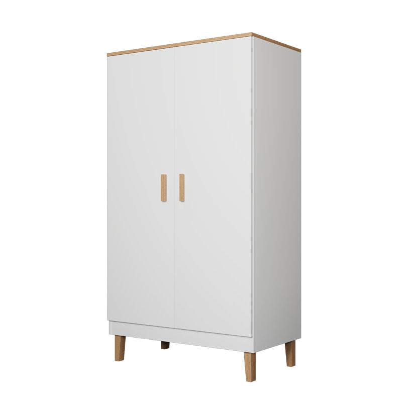 Amirah 2 Door Solid + Manufactured Wood Wardrobe, White/Hickory