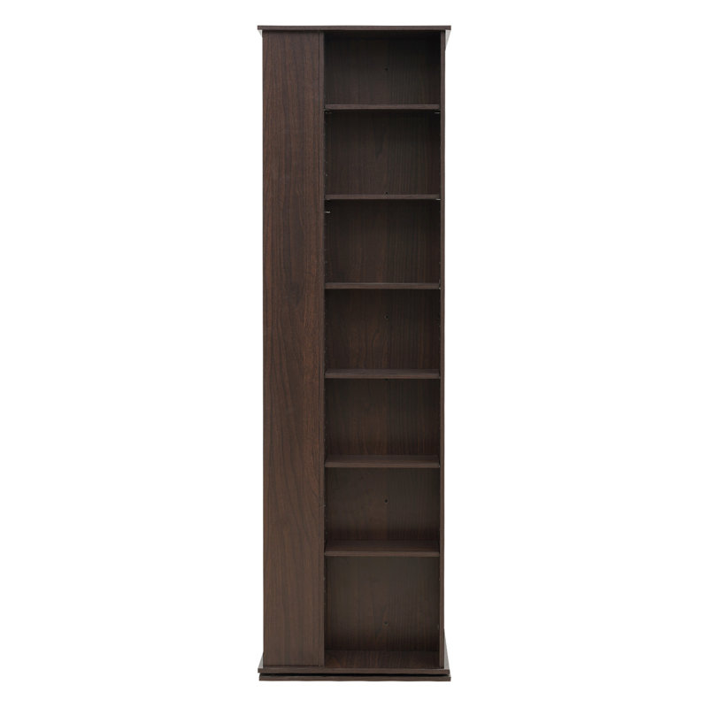 Media Storage Cabinet, CD Rack Tower, 34 Compartments Rotating Media Tower Rack for CDs, DVDs, Books and Game Discs, DVD Stand for Living Room, Home Office and Recording Room, Brown