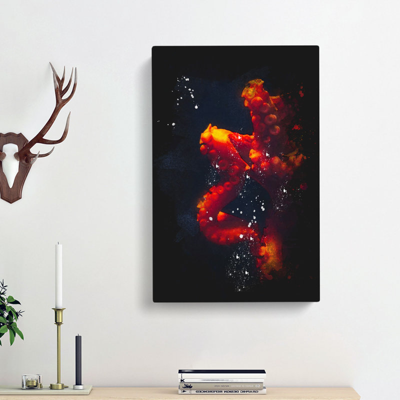 Red Octopus - Wrapped Canvas, 76cm H x 50cm W x 3cm D