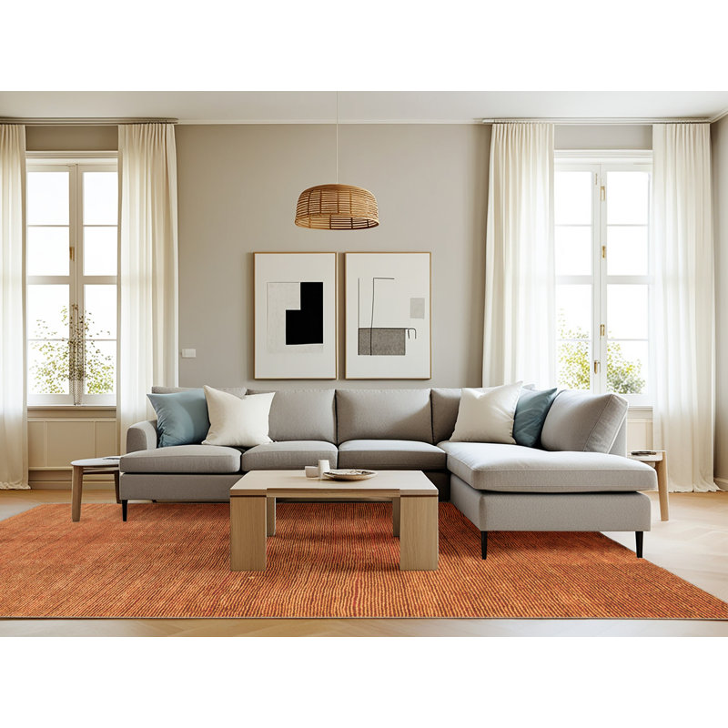 Tapis en chenille / polyester tissé à la machine de couleur unie Janesia, Rectangle 8 pi x 10 pi