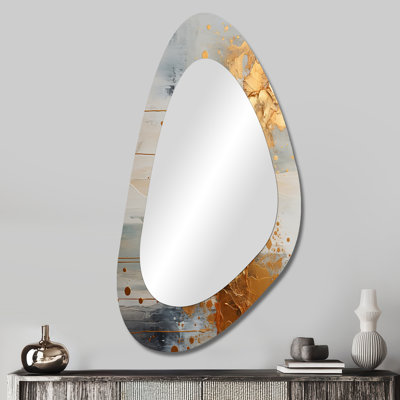 Glenmoor Glenmoor doré et gris champagne - miroir mural de forme unique champagne, miroir décoratif asymétrique doré, impression d'art en métal